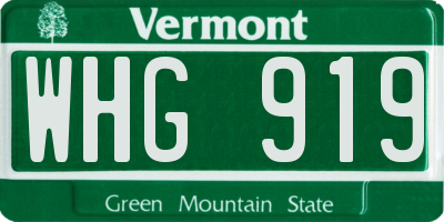 VT license plate WHG919