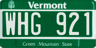 VT license plate WHG921
