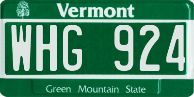VT license plate WHG924