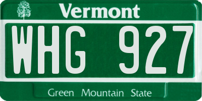 VT license plate WHG927