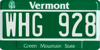 VT license plate WHG928