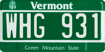 VT license plate WHG931