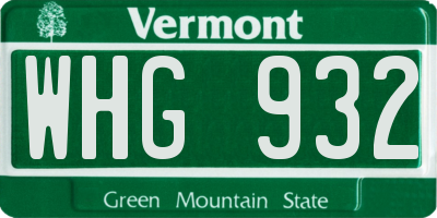 VT license plate WHG932