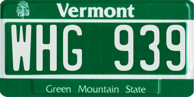 VT license plate WHG939