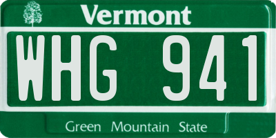 VT license plate WHG941