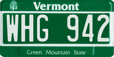 VT license plate WHG942