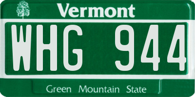 VT license plate WHG944