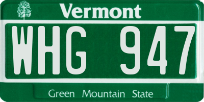 VT license plate WHG947