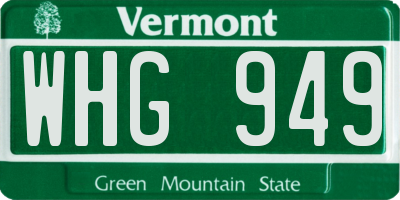 VT license plate WHG949