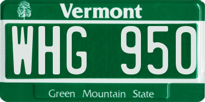 VT license plate WHG950