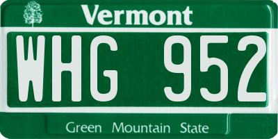 VT license plate WHG952