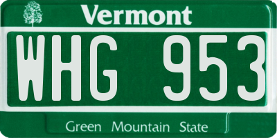 VT license plate WHG953