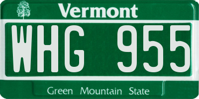 VT license plate WHG955