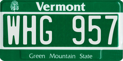 VT license plate WHG957