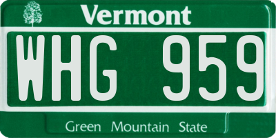 VT license plate WHG959