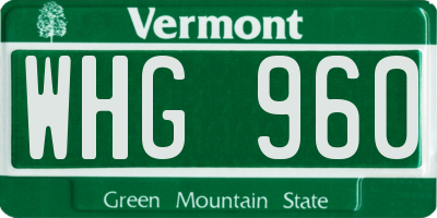 VT license plate WHG960