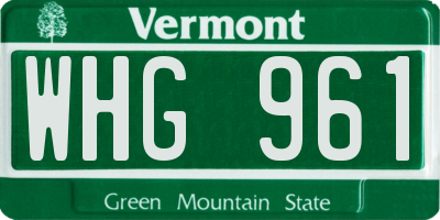 VT license plate WHG961