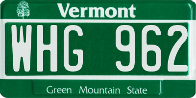 VT license plate WHG962