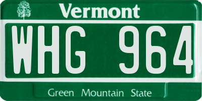 VT license plate WHG964
