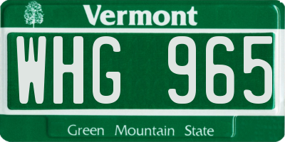 VT license plate WHG965