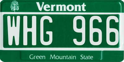 VT license plate WHG966