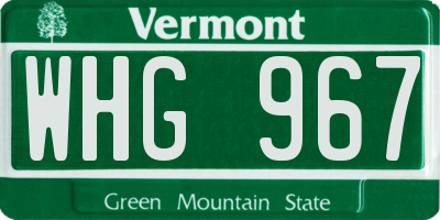 VT license plate WHG967
