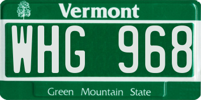 VT license plate WHG968