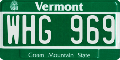 VT license plate WHG969