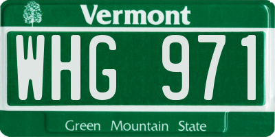 VT license plate WHG971