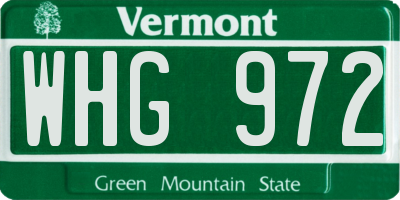 VT license plate WHG972
