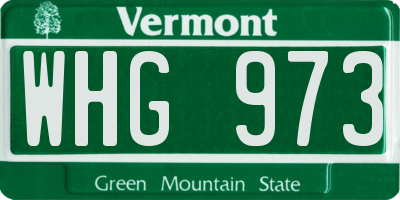 VT license plate WHG973