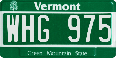 VT license plate WHG975