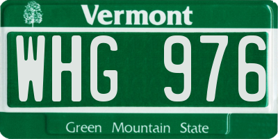 VT license plate WHG976