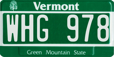 VT license plate WHG978