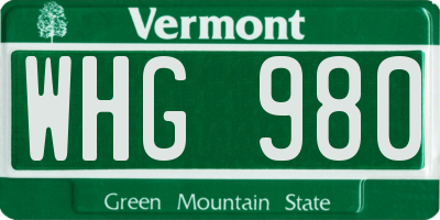 VT license plate WHG980