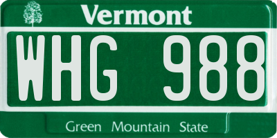 VT license plate WHG988