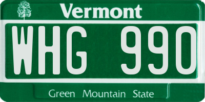 VT license plate WHG990