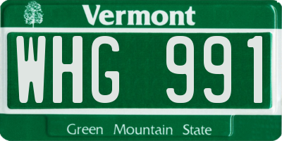 VT license plate WHG991