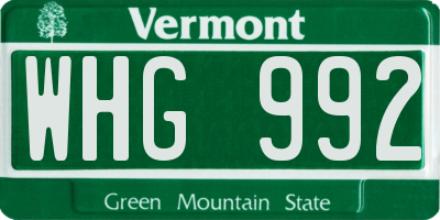 VT license plate WHG992