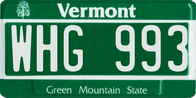 VT license plate WHG993