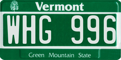 VT license plate WHG996