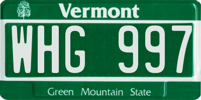 VT license plate WHG997