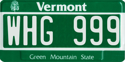 VT license plate WHG999