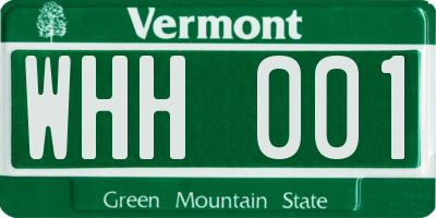 VT license plate WHH001