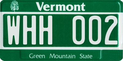 VT license plate WHH002
