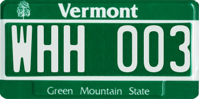 VT license plate WHH003