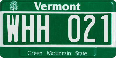 VT license plate WHH021