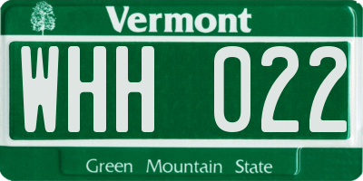 VT license plate WHH022