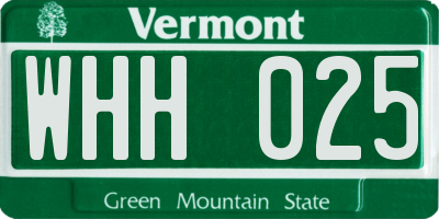 VT license plate WHH025