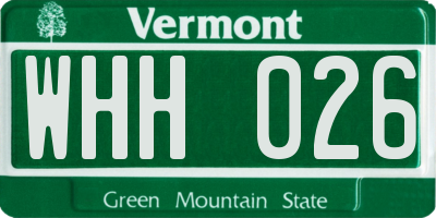 VT license plate WHH026